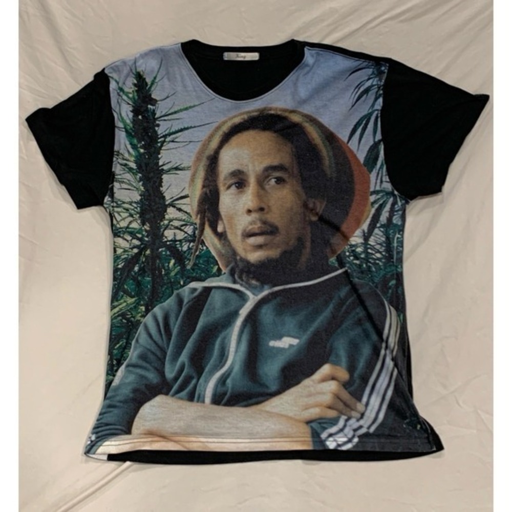 Bob‎ Marley T-Shirt Men's Medium Graphic Rasta Reggae Photo Tee King Brand